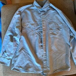 Men's Casual Blue Button Down Suede Microfiber Shirt